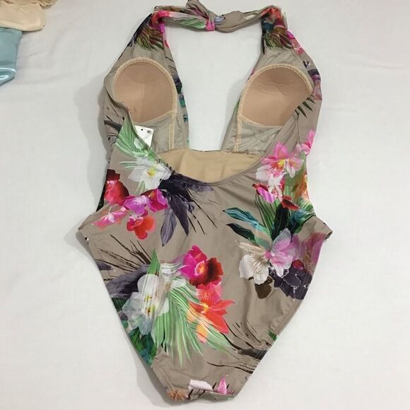 La Blanca Flora Beyond The Jungle Wrap Front Plunge Swimsuit NWT Size 12 - Picture 6 of 12